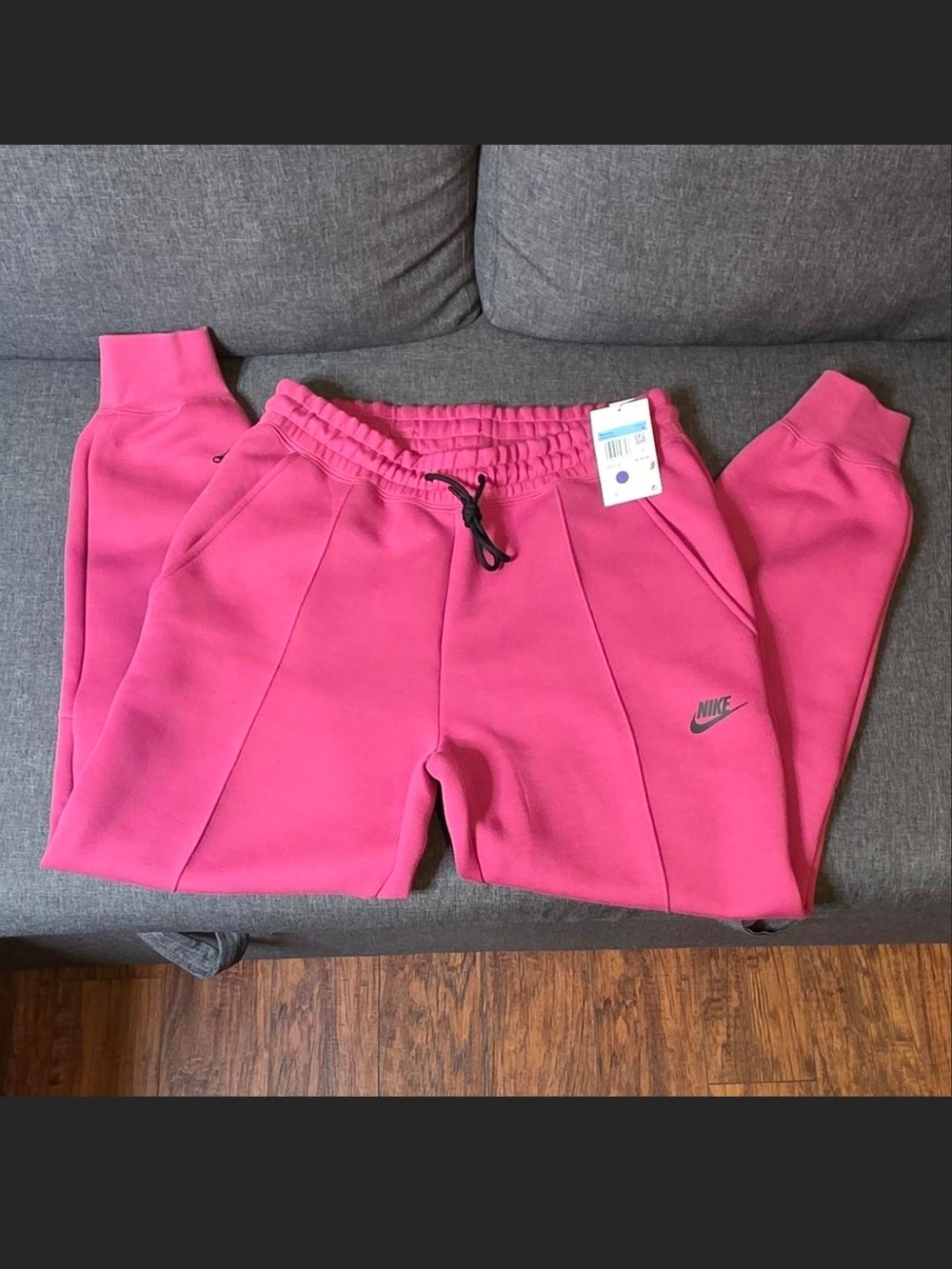 Nike Womens Pink Fleece Joggers with Black Drawcord